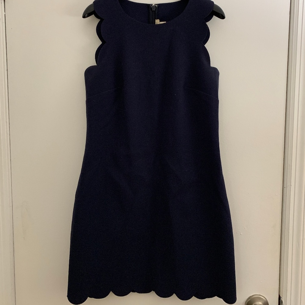 J. Crew Navy Scalloped Dress